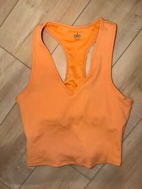 ALO Yoga Orange Ribbed Racerback Crop Tank